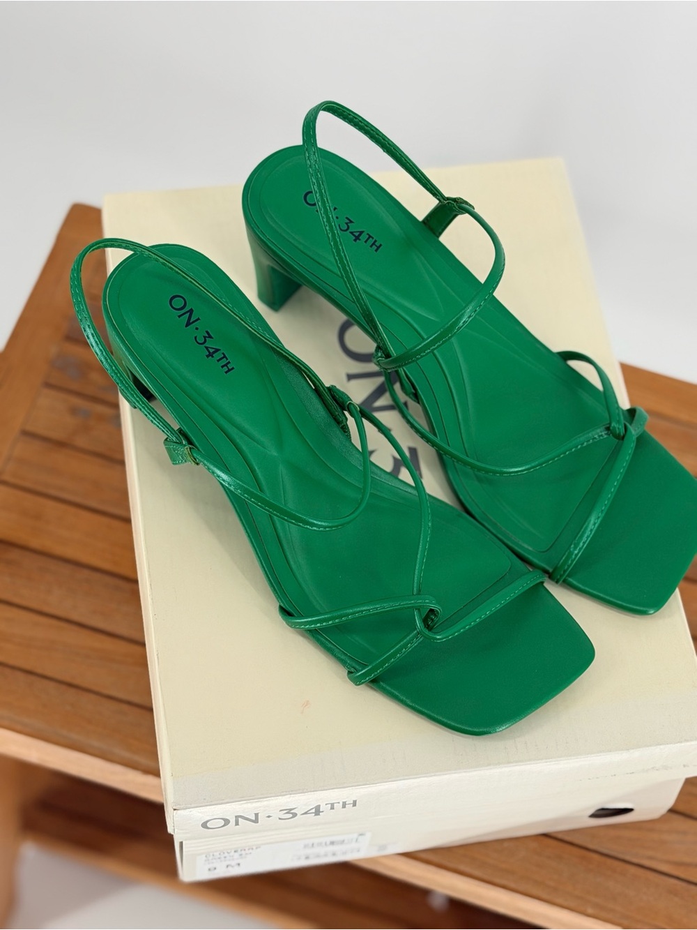 New on 34th Women’s Green Strappy Block Heel Sandals 9M